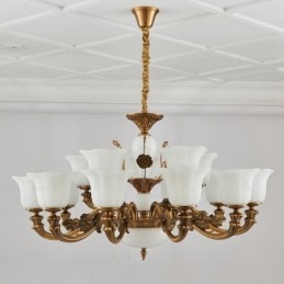 Lustre de luxo integrado clássico tradicional de metal com 15 luzes