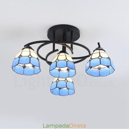 Lustre integrado estilo mediterrâneo de 4 luzes Lustre integrado estilo mediterrâneo de 4 luzes