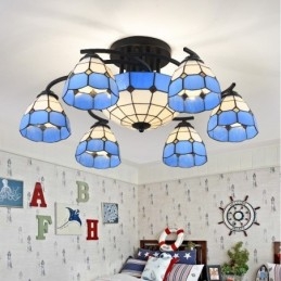 Lustre integrado estilo mediterrâneo de 9 luzes