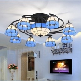 Lustre integrado estilo mediterrâneo de 11 luzes