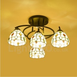 Lustre integrado estilo mediterrâneo de 4 luzes