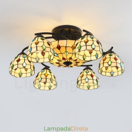 Lustre integrado estilo mediterrâneo de 9 luzes Lustre integrado estilo mediterrâneo de 9 luzes