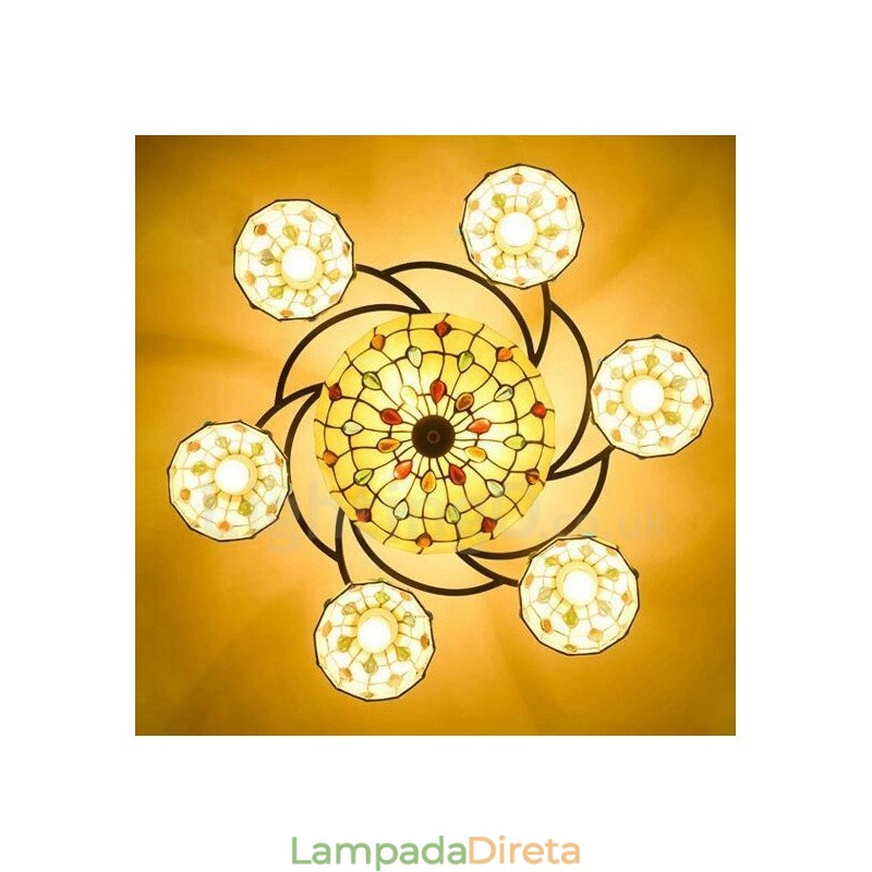 Lustre integrado estilo mediterrâneo de 9 luzes