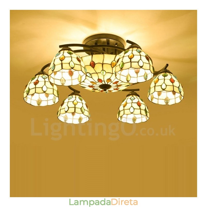 Lustre integrado estilo mediterrâneo de 9 luzes