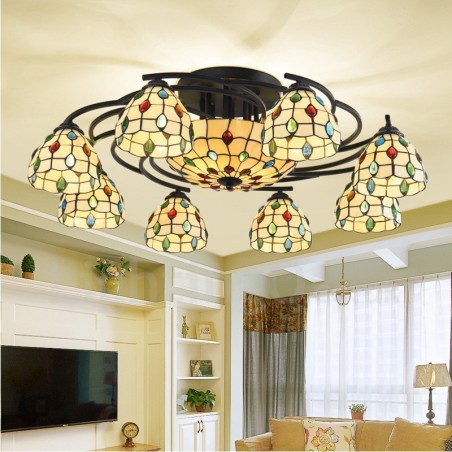 Lustre integrado estilo mediterrâneo de 11 luzes Lustre integrado estilo mediterrâneo de 11 luzes