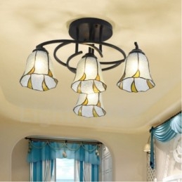 Lustre de metal integrado estilo mediterrâneo com 4 luzes para banheiro