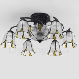 Lustre de metal integrado estilo mediterrâneo com 9 luzes para banheiro