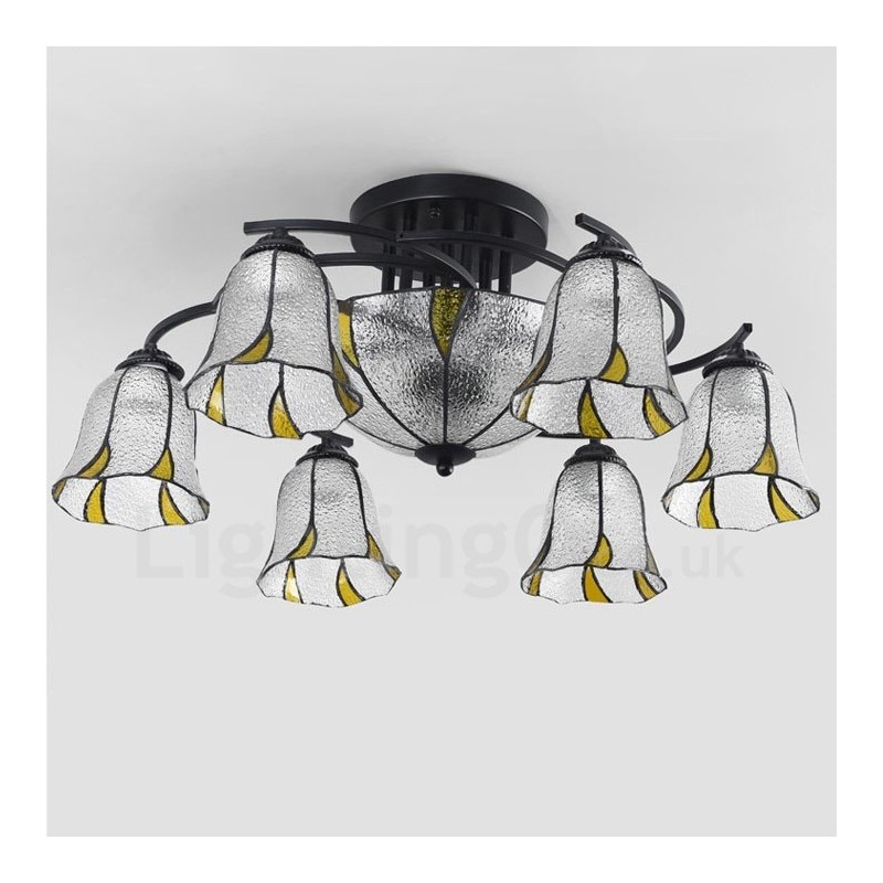 Lustre de metal integrado estilo mediterrâneo com 9 luzes para banheiro