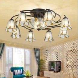 Lustre de metal integrado estilo mediterrâneo com 11 luzes para banheiro