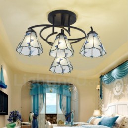 Lustre de metal integrado estilo mediterrâneo com 4 luzes para banheiro