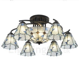 Lustre de metal integrado estilo mediterrâneo com 9 luzes para banheiro