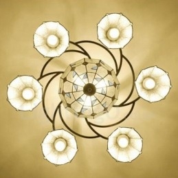 Lustre de metal integrado estilo mediterrâneo com 9 luzes para banheiro