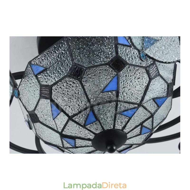 Lustre de metal integrado estilo mediterrâneo com 9 luzes para banheiro