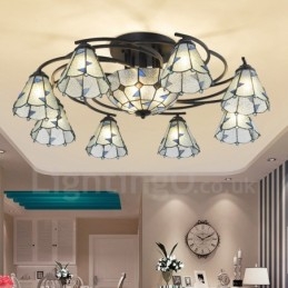 Lustre de metal integrado estilo mediterrâneo com 11 luzes para banheiro