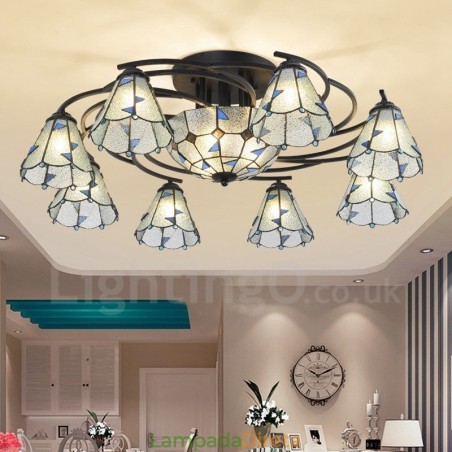 Lustre de metal integrado estilo mediterrâneo com 11 luzes para banheiro Lustre de metal integrado estilo mediterrâneo com 11 luzes para banheiro