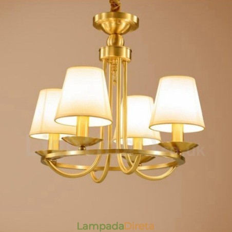 Lustre de cobre integrado de metal rústico com 4 luzes