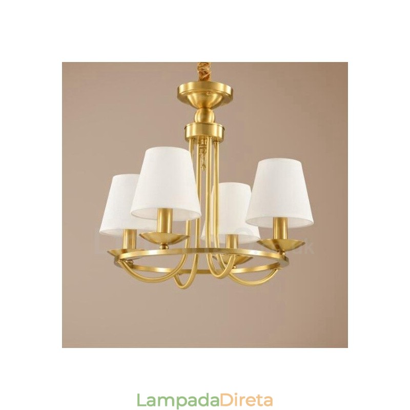 Lustre de cobre integrado de metal rústico com 4 luzes