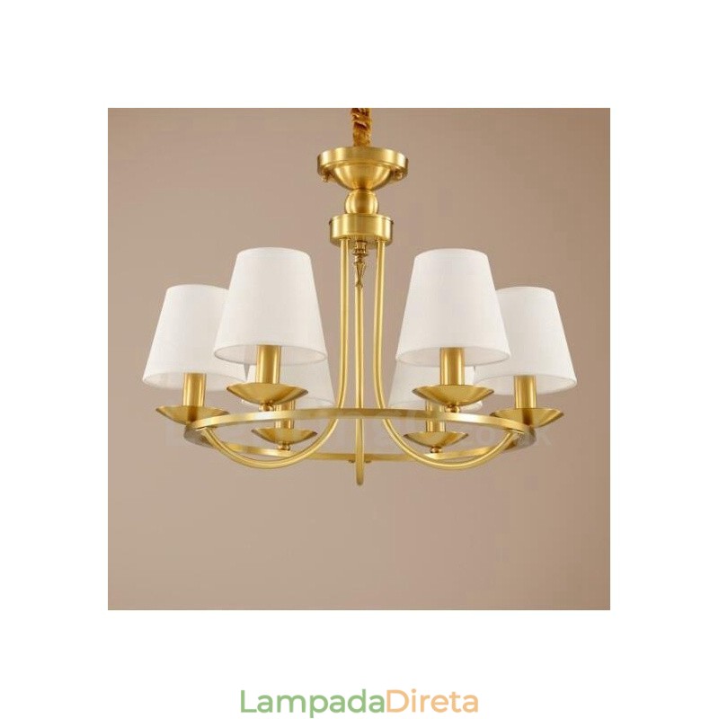 Lustre de cobre integrado de metal rústico com 6 luzes