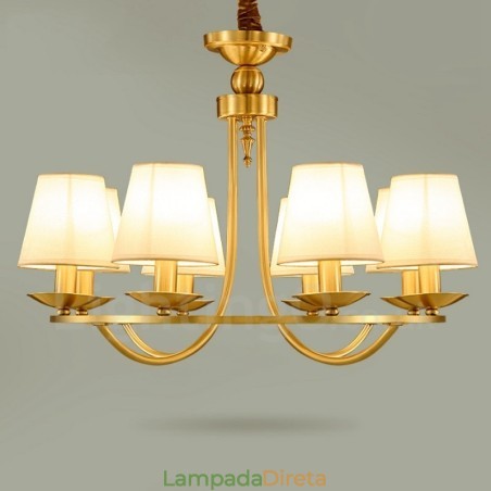Lustre de cobre integrado em metal rústico com 8 luzes de latão Lustre de cobre integrado em metal rústico com 8 luzes de latão