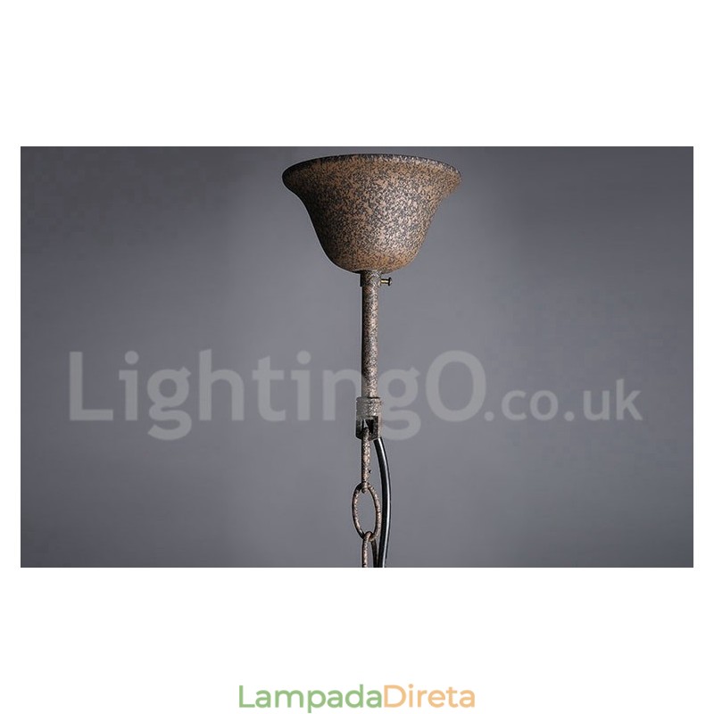 Diâmetro 60CM 80CM Pintura de Cristal Vintage Lustre de Metal Cor Enferrujada Luz Pendente