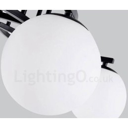 Lustre integrado rústico de 5 luzes com cúpula de vidro