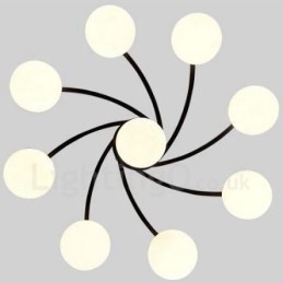 Lustre integrado rústico de 9 luzes com cúpula de vidro