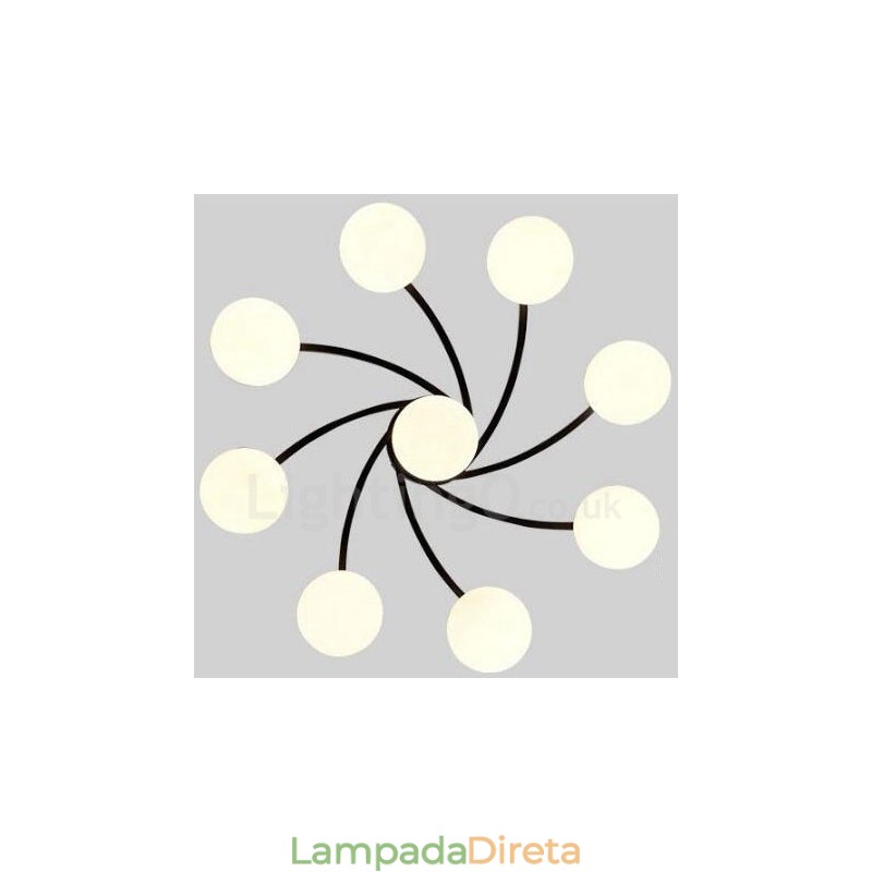 Lustre integrado rústico de 9 luzes com cúpula de vidro