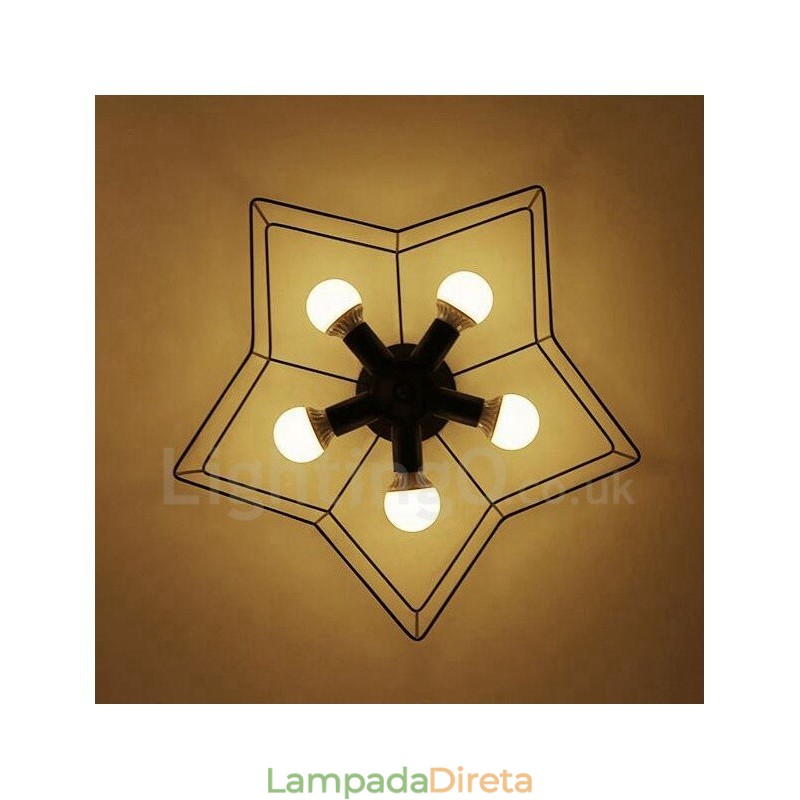 Lustre integrado rústico de 5 luzes