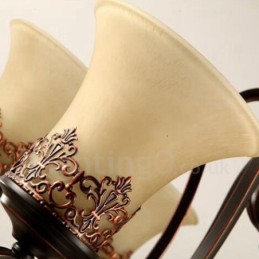 Lustre de metal integrado rústico de 6 luzes