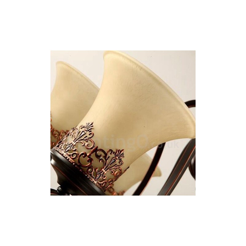 Lustre de metal integrado rústico de 6 luzes