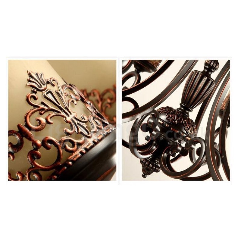 Lustre de metal integrado rústico de 6 luzes