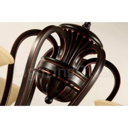 Lustre de metal integrado rústico de 6 luzes