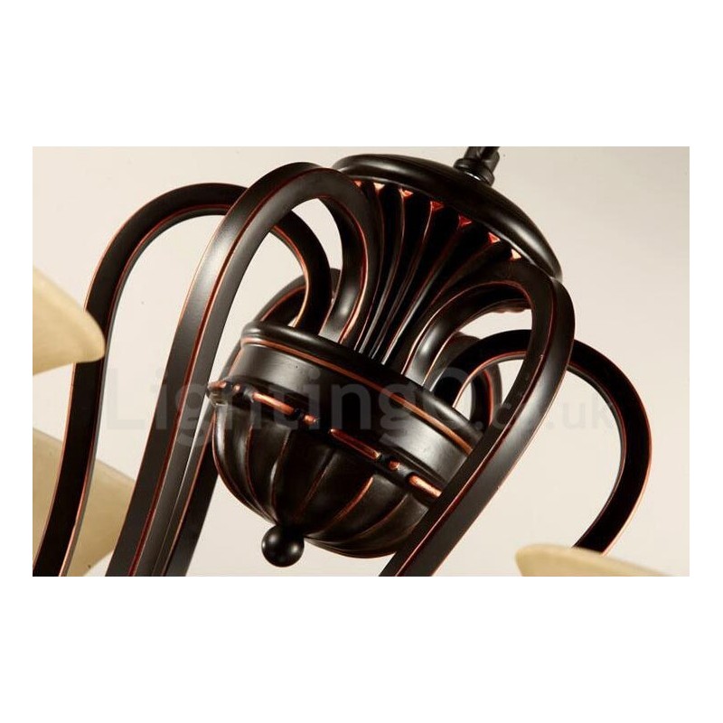 Lustre de metal integrado rústico de 6 luzes