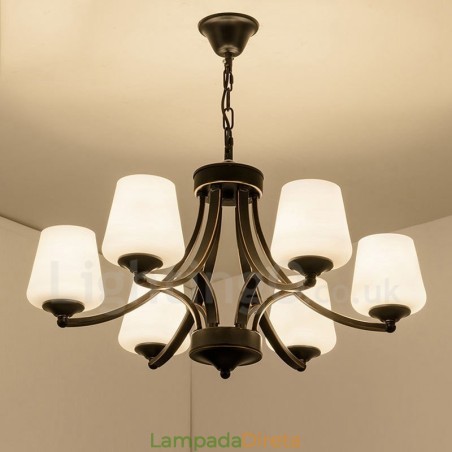 Lustre de metal integrado rústico de 6 luzes