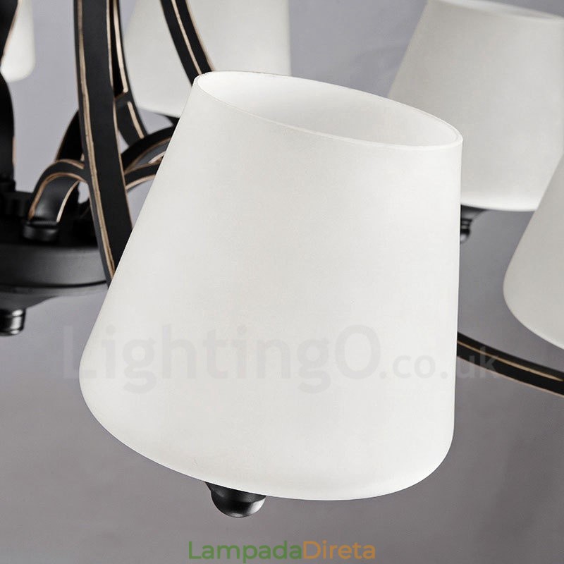 Lustre de metal integrado rústico de 6 luzes