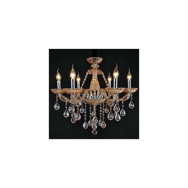 Lustre Cristal Tradicional Clássico Vidro 6 Luzes