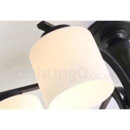 Lustre de metal integrado de 5 luzes com cúpula de vidro