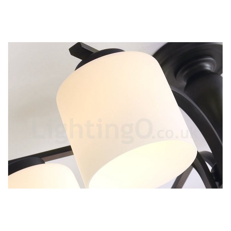 Lustre de metal integrado de 5 luzes com cúpula de vidro