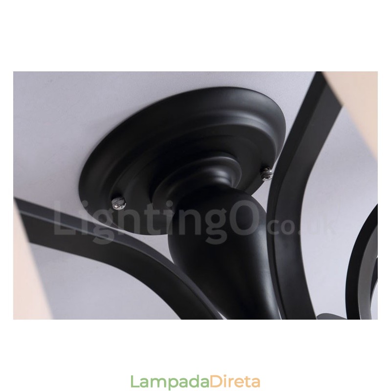 Lustre de metal integrado Country de 8 luzes com cúpula de vidro