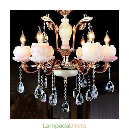 Pingente de cristal de jade de liga de zinco de luxo estilo europeu