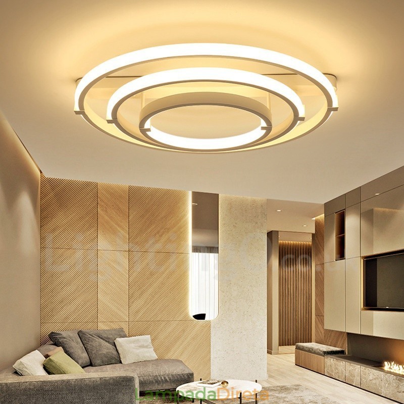 Lustre moderno contemporâneo de 3 anéis