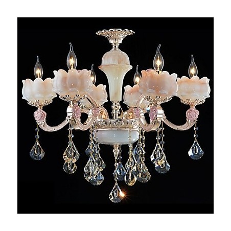 Luminárias pendentes de cristal de liga de zinco estilo europeu e jade natural Luminárias pendentes de cristal de liga de zinco estilo europeu e jade natural