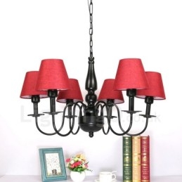 Lustre de metal integrado estilo mediterrâneo de 6 luzes
