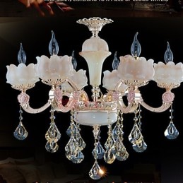 Luminárias pendentes de cristal de liga de zinco estilo europeu e jade natural