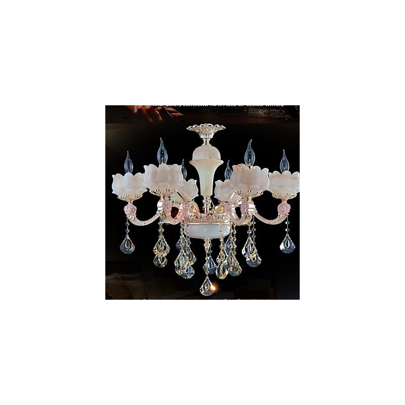 Luminárias pendentes de cristal de liga de zinco estilo europeu e jade natural