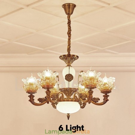Lustre de metal integrado clássico tradicional de 6 luzes Lustre de metal integrado clássico tradicional de 6 luzes