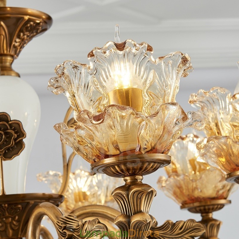 Lustre de metal integrado clássico tradicional de 6 luzes
