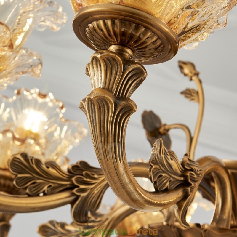 Lustre de metal integrado clássico tradicional de 6 luzes