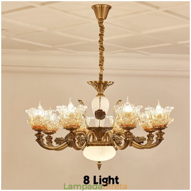 Lustre de metal integrado clássico tradicional de 8 luzes