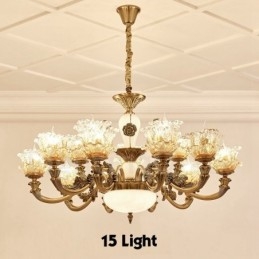Lustre de metal integrado clássico tradicional de 15 luzes